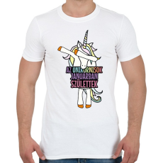 PRINTFASHION Unikornis szülinap január - Férfi póló - Fehér