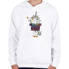 PRINTFASHION Unikornis szülinap január - Gyerek kapucnis pulóver - Fehér