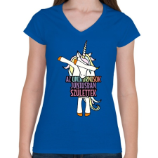 PRINTFASHION Unikornis szülinap június - Női V-nyakú póló - Királykék női póló