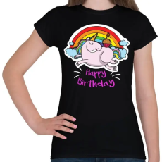 PRINTFASHION Unikornis szülinap - Női póló - Fekete