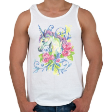 PRINTFASHION Unikornis virágokkal vízfesték - Férfi atléta - Fehér