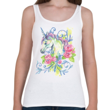 PRINTFASHION Unikornis virágokkal vízfesték - Női atléta - Fehér női trikó