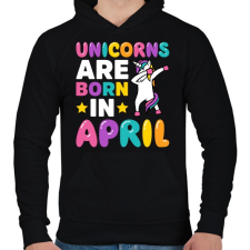 PRINTFASHION Unikornisok áprilisban születnek  - Férfi kapucnis pulóver - Fekete férfi pulóver, kardigán
