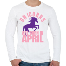 PRINTFASHION Unikornisok áprilisban születtek - Férfi hosszú ujjú póló - Fehér