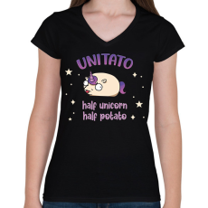 PRINTFASHION Unitato - Női V-nyakú póló - Fekete