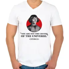 PRINTFASHION Universe - Copernicus - Férfi V-nyakú póló - Fehér férfi póló
