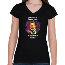 PRINTFASHION Ünnepi pálinka - Női V-nyakú póló - Fekete