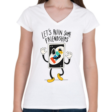 PRINTFASHION Uno kártya - Női V-nyakú póló - Fehér női póló