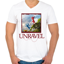 PRINTFASHION Unravel - Férfi V-nyakú póló - Fehér férfi póló