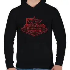 PRINTFASHION Upside Down Hawkins - Férfi kapucnis pulóver - Fekete