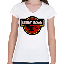 PRINTFASHION Upside Down - Női V-nyakú póló - Fehér női póló