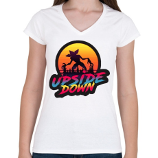 PRINTFASHION Upside down - Női V-nyakú póló - Fehér