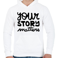 PRINTFASHION UR story matters - Férfi kapucnis pulóver - Fehér férfi pulóver, kardigán