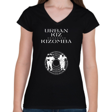PRINTFASHION Urbankiz Kizomba dancer S0202 white - Női V-nyakú póló - Fekete női póló