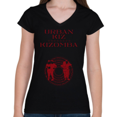 PRINTFASHION Urbankiz Kizomba dancer S0205 red - Női V-nyakú póló - Fekete