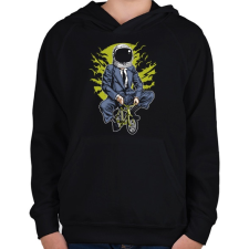 PRINTFASHION Űrbiciklis - Gyerek kapucnis pulóver - Fekete gyerek pulóver, kardigán