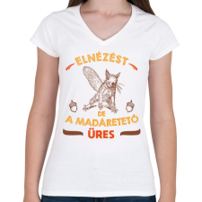 PRINTFASHION Üres madáretető - Női V-nyakú póló - Fehér női póló