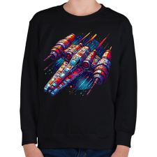 PRINTFASHION Űrhajó - Gyerek pulóver - Fekete gyerek pulóver, kardigán