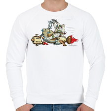 PRINTFASHION Űrhajós a motoron - Férfi pulóver - Fehér férfi pulóver, kardigán