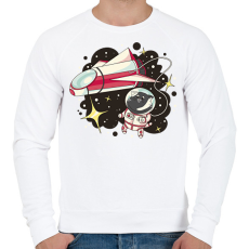 PRINTFASHION Űrhajós cica - Férfi pulóver - Fehér