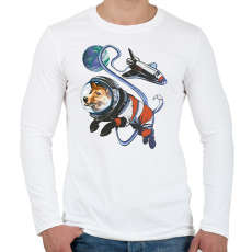 PRINTFASHION Űrhajós corgi - Férfi hosszú ujjú póló - Fehér