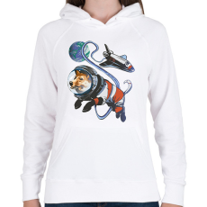 PRINTFASHION Űrhajós corgi - Női kapucnis pulóver - Fehér