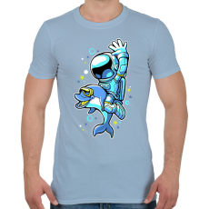PRINTFASHION Űrhajós és a delfin - Férfi póló - Világoskék