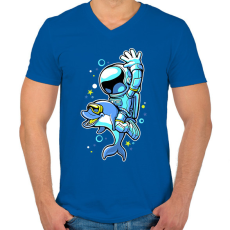 PRINTFASHION Űrhajós és a delfin - Férfi V-nyakú póló - Királykék