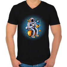 PRINTFASHION űrhajós - Férfi V-nyakú póló - Fekete férfi póló