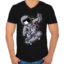 PRINTFASHION Űrhajós  - Férfi V-nyakú póló - Fekete férfi póló