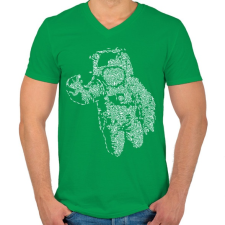 PRINTFASHION Űrhajós - Férfi V-nyakú póló - Zöld férfi póló