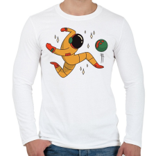 PRINTFASHION Űrhajós focista - Férfi hosszú ujjú póló - Fehér férfi póló