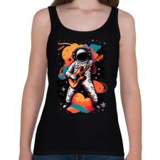 PRINTFASHION Űrhajós gitárral - Női atléta - Fekete női trikó