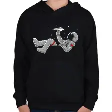 PRINTFASHION Űrhajós - Gyerek kapucnis pulóver - Fekete gyerek pulóver, kardigán