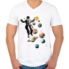 PRINTFASHION Űrhajós karácsonyfa - Férfi V-nyakú póló - Fehér férfi póló