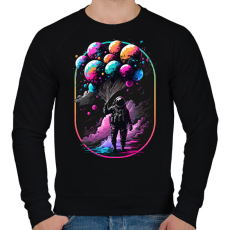 PRINTFASHION Űrhajós léggömbökkel - Férfi pulóver - Fekete