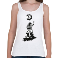 PRINTFASHION Űrhajós lufival - Női atléta - Fehér női trikó