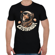 PRINTFASHION Űrhajós macska - Férfi póló - Fekete