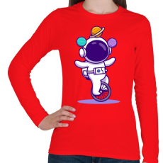 PRINTFASHION Űrhajós  - Női hosszú ujjú póló - Piros