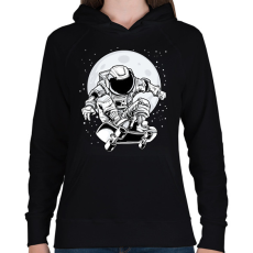 PRINTFASHION űrhajós - Női kapucnis pulóver - Fekete