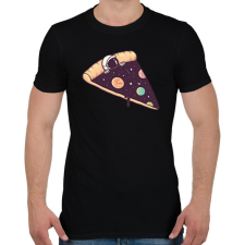 PRINTFASHION Űrhajós pizza - Férfi póló - Fekete férfi póló