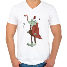 PRINTFASHION Úri béka - Férfi V-nyakú póló - Fehér