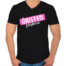 PRINTFASHION Úristen Lánybúcsú - Férfi V-nyakú póló - Fekete férfi póló