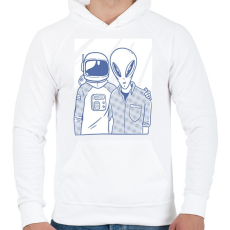 PRINTFASHION Űrlény és Űrhajós - Férfi kapucnis pulóver - Fehér