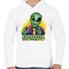 PRINTFASHION Űrlény mém - Férfi kapucnis pulóver - Fehér
