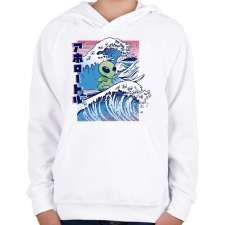 PRINTFASHION Űrlény szörf - Gyerek kapucnis pulóver - Fehér gyerek pulóver, kardigán