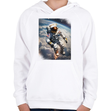 PRINTFASHION Űrséta - Gyerek kapucnis pulóver - Fehér