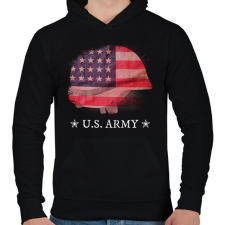 PRINTFASHION US ARMY - Férfi kapucnis pulóver - Fekete férfi pulóver, kardigán