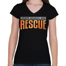 PRINTFASHION US&Rescue - Női V-nyakú póló - Fekete női póló
