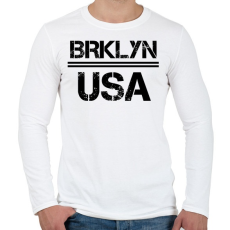 PRINTFASHION Usa brooklyn - Férfi hosszú ujjú póló - Fehér